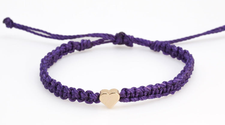 Purple Bracelet with Gold Heart