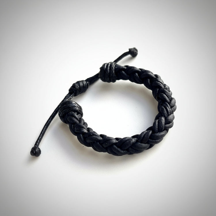 Genuine Braided Leather Bracelets. Black. Thickness 5/16” inches (8 mm). 8-ply braid, 2mm strands.