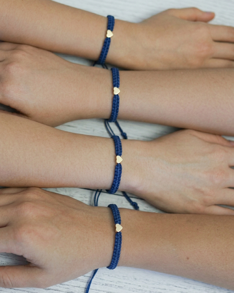 Mommy and Me Blue Heart Macrame Matching Bracelets, First Day of Kindergarten - Gifts & Knots