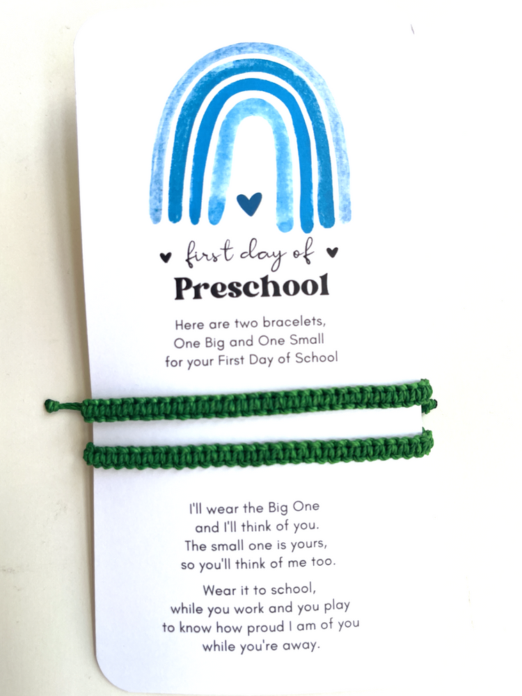 Mommy and Me Heart Green Matching Bracelets, First Day of Preschool - Gifts & Knots
