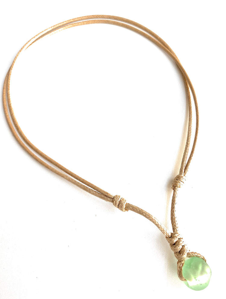 Surfer Necklace Beach Necklace Seaglass Adjustable Waterproof. Choker for Men Women Teen (Green)