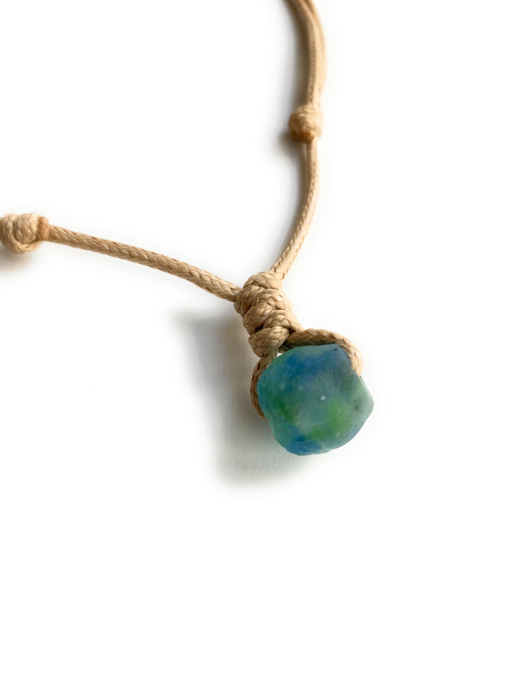 Surfer Necklace Beach Necklace Seaglass Adjustable Waterproof. Choker for Men Women Teen (Green)