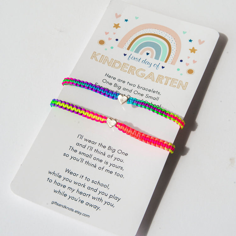 Mommy and Me Heart Rainbow Matching Bracelets, First Day of Kindergarten