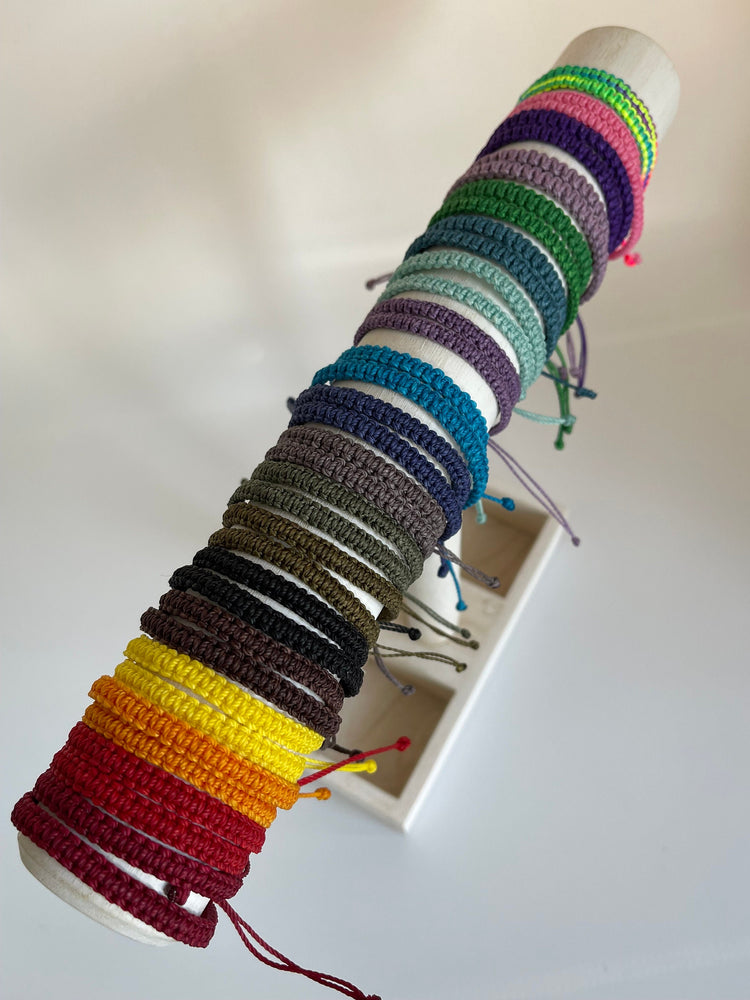 Mommy and Me Dark Gray Macrame Matching Bracelets, Happy First Day of School
