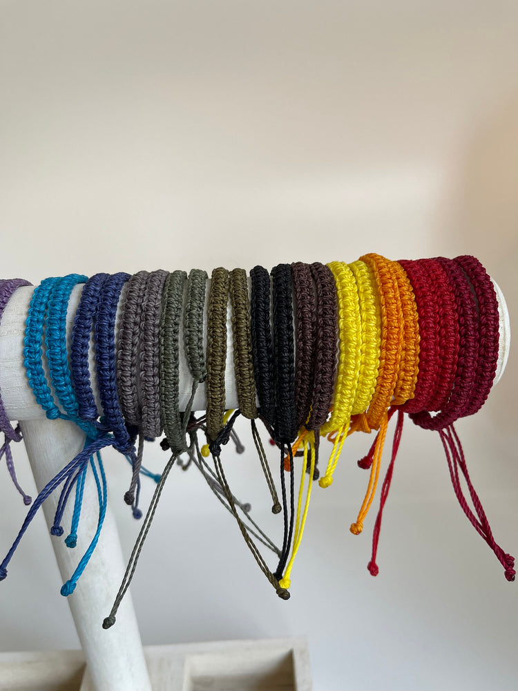 Mommy and Me Dark Gray Macrame Matching Bracelets, Happy First Day of School