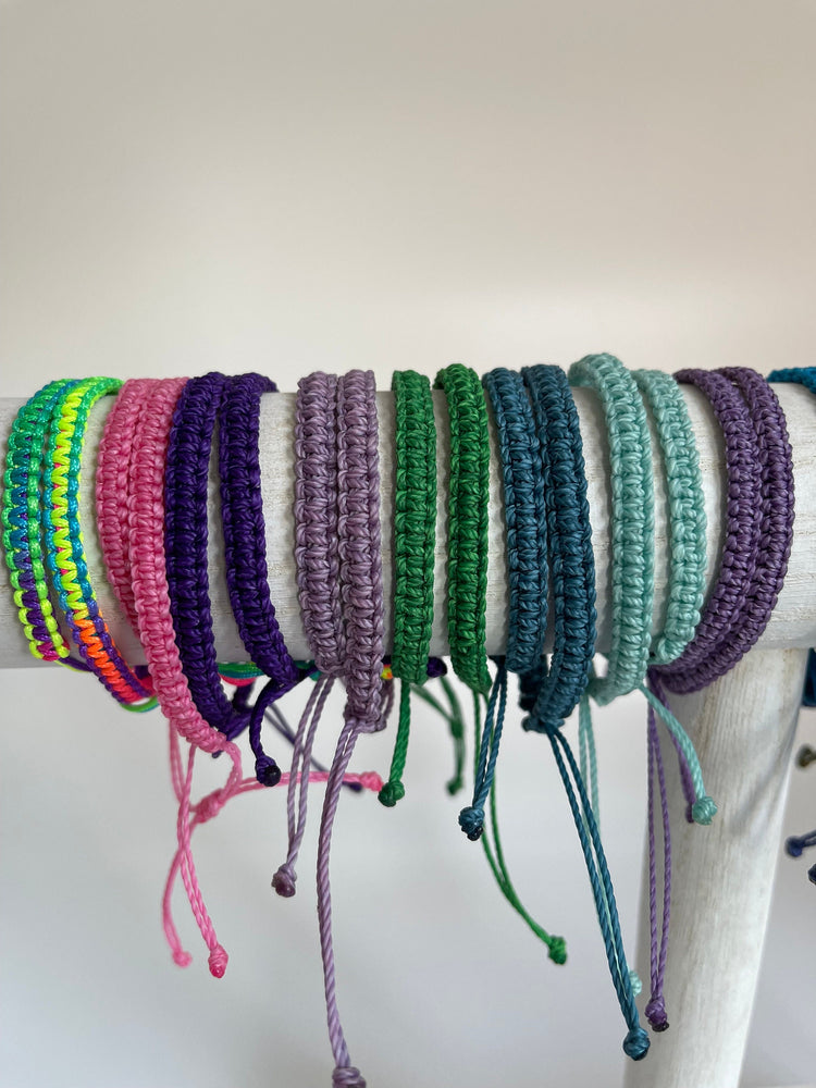 Mommy and Me Dark Gray Macrame Matching Bracelets, Happy First Day of School