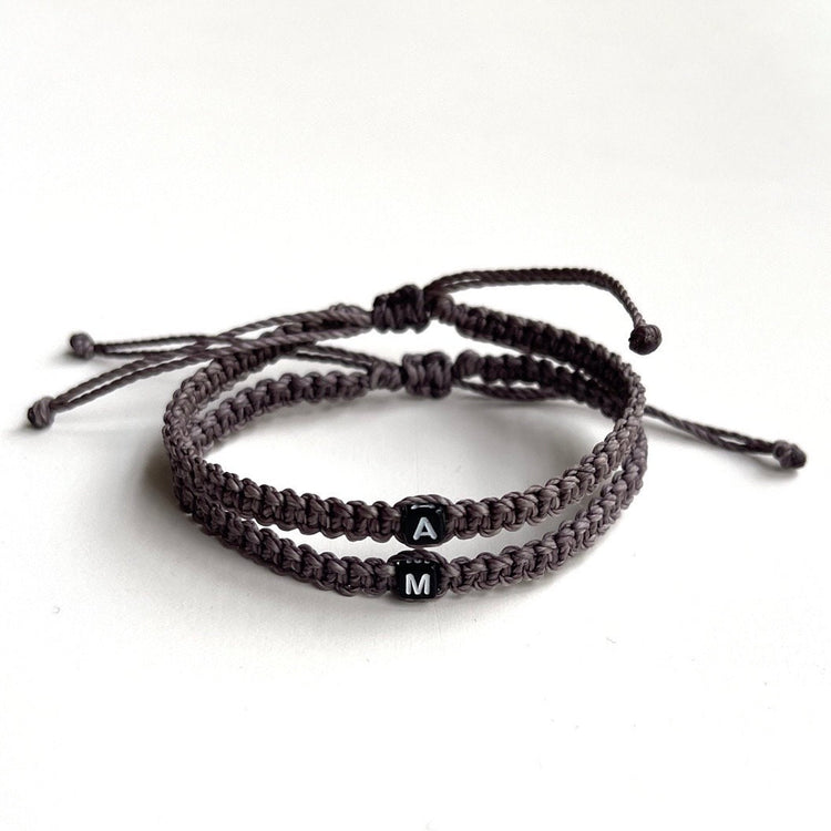 Initial Couple Bracelet Set Monogram Valentine's Day Gift