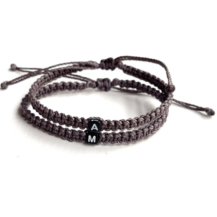 Initial Couple Bracelet Set Monogram Valentine's Day Gift