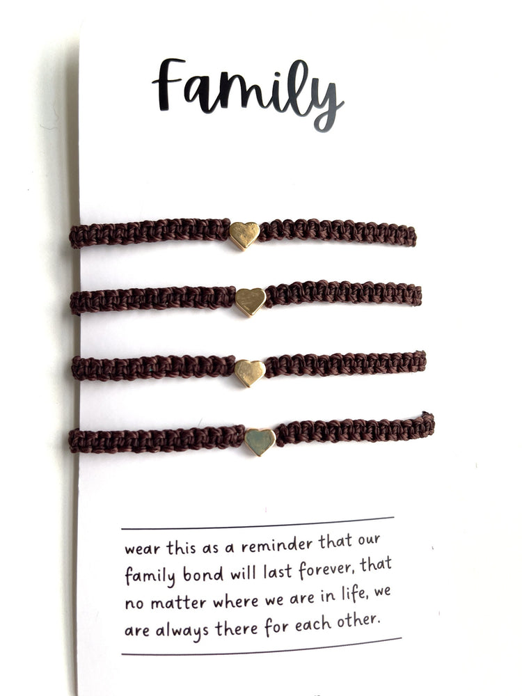 Brown Matching Family Bracelets Gold Plated Heart