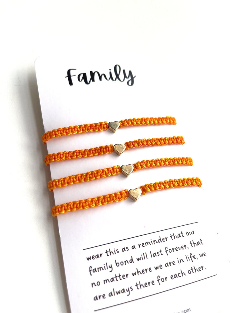 Orange Matching Family Bracelets Gold Plated Heart