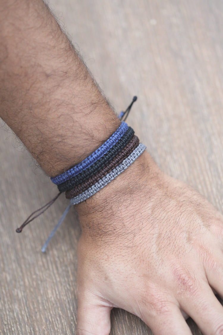 Blue, Black, Brown, Gray Bracelets Adjustable Waterproof by Gifts & Knots