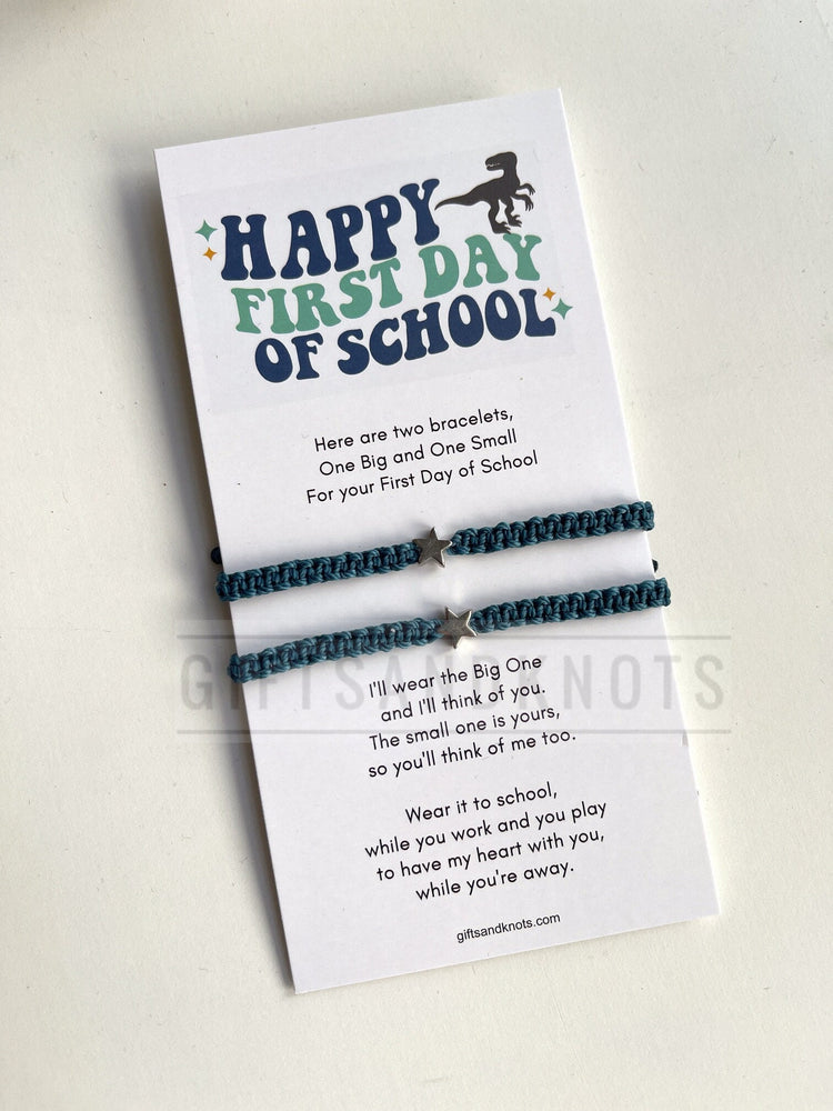 Silver Star Teal Matching Bracelets Mommy and Me First Day of School by Gifts and Knots