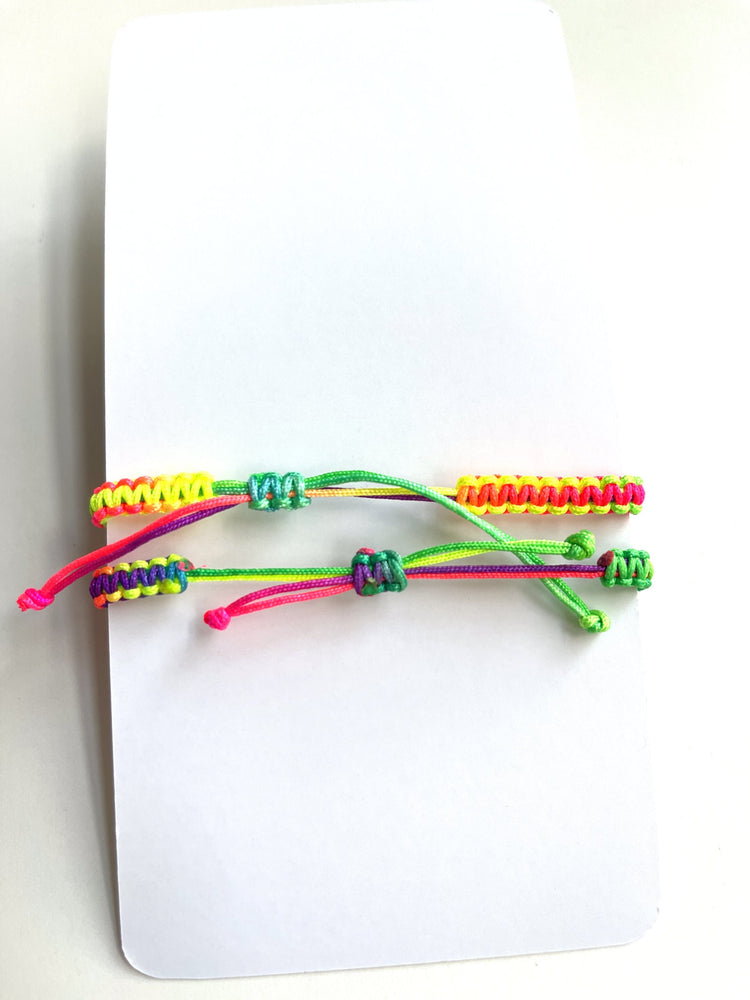 First Day of Kindergarten Mommy and Me Colorful Rainbow Macrame Matching Bracelets