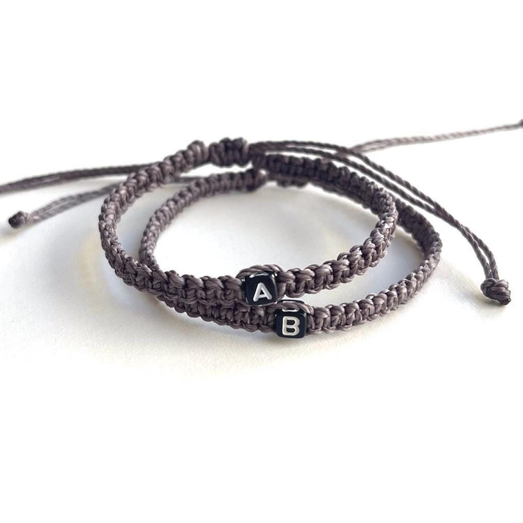 Initial Couple Bracelet Set Monogram Valentine's Day Gift