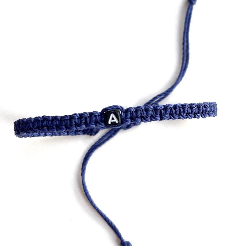 Blue Bracelet with initial letter by Gifts and Knots