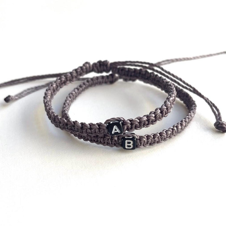 Initial Couple Bracelet Set Monogram Valentine's Day Gift