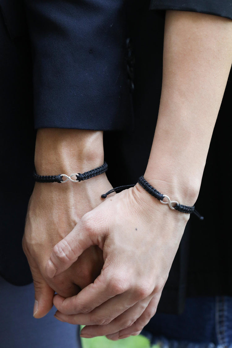 Infinity bracelet infinite charm black bracelet by Gifts and Knots