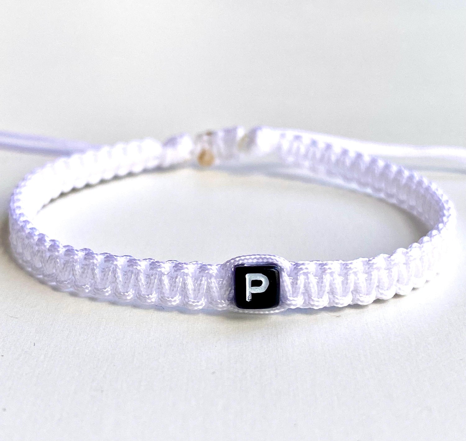 White Initial Letter Personalized Bracelet by Gifts & Knots