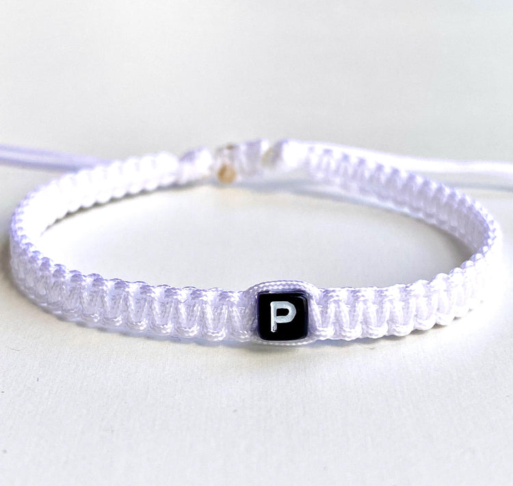 White Initial Letter Personalized Bracelet by Gifts & Knots