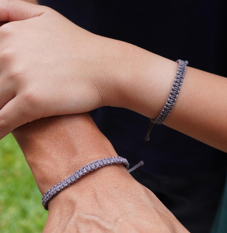 Gray Bracelets, First Day Kindergarten Blue Rainbow, Matching Bracelets, Mommy and Me, Macrame Braided Wristbands, Adjustablr, Waterproof by Gifts & Knots
