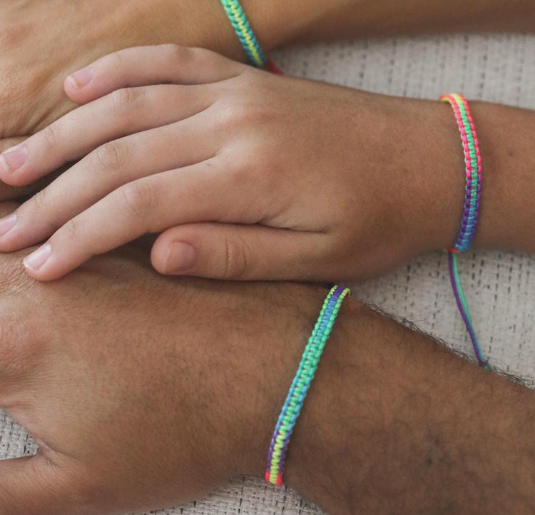 Colorful Bracelets, First Day Kindergarten Blue Rainbow, Matching Bracelets, Mommy and Me, Macrame Braided Wristbands, Adjustable, Waterproof by Gifts & Knots