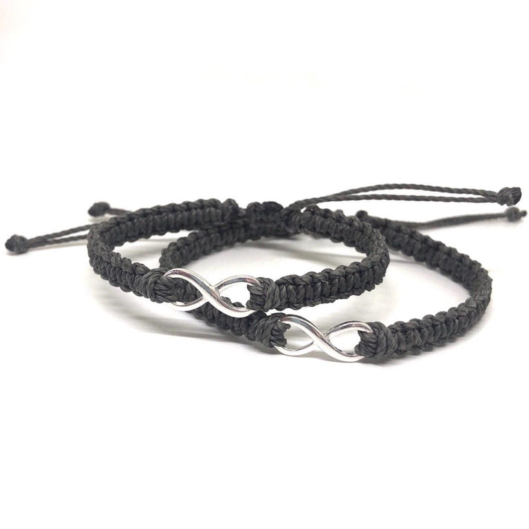Infinity bracelet infinite charm gray bracelet by Gifts and Knots