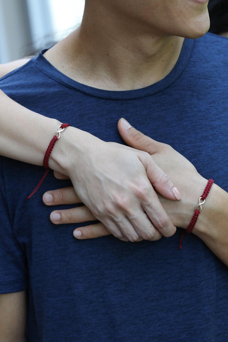 Infinity bracelet infinite charm burgundy bracelet by Gifts and Knots