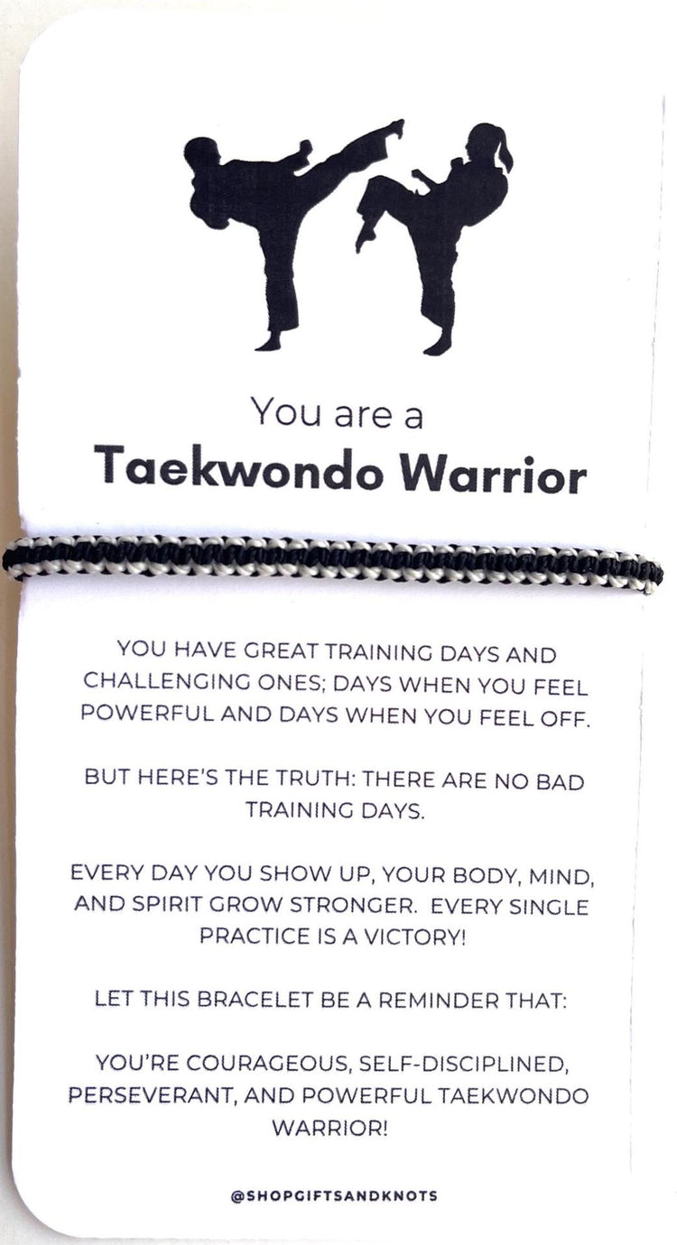 Taekwondo Deputy Black Belt Black & White Bracelet by Gifts & Knots