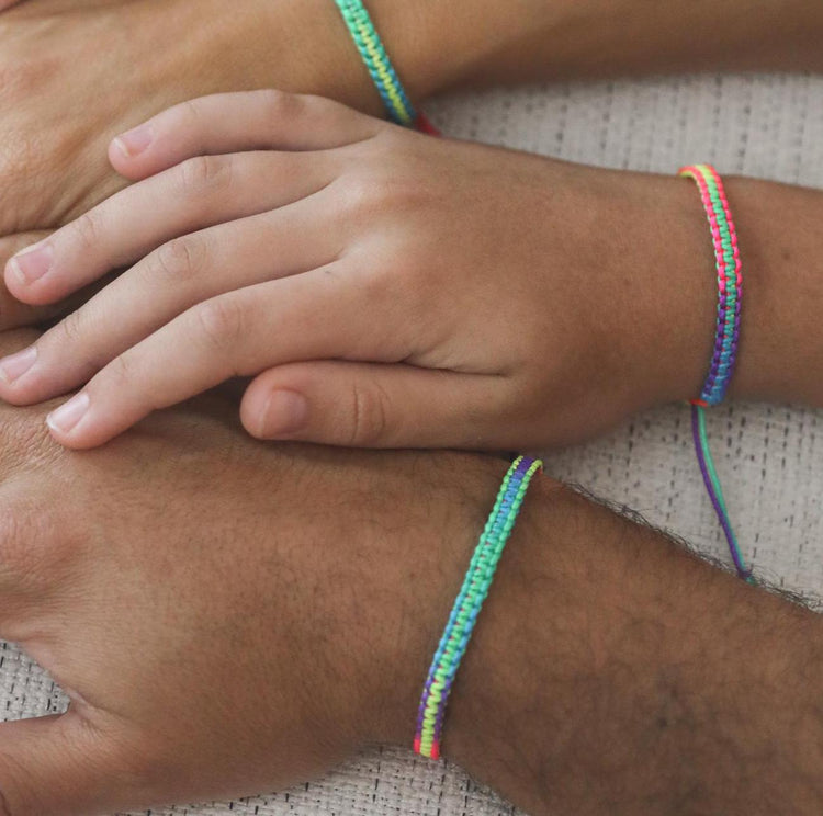 Colorful Bracelets, First Day Kindergarten Blue Rainbow, Matching Bracelets, Mommy and Me, Macrame Braided Wristbands, Adjustablr, Waterproof by Gifts & Knots