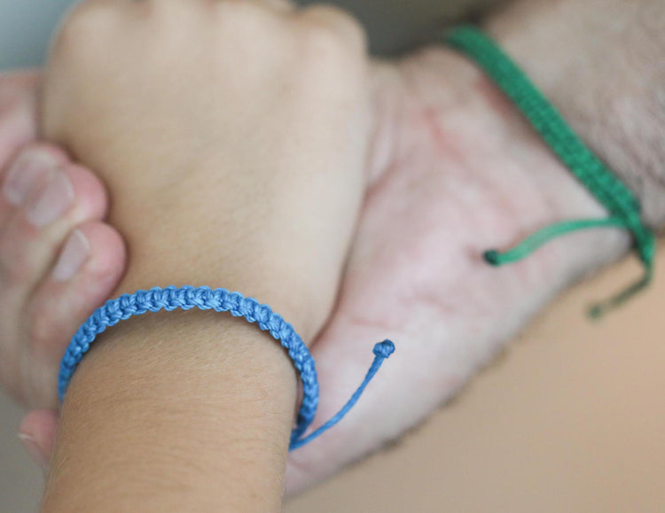 Turquoise and Green Bracelets, First Day Kindergarten Blue Rainbow, Matching Bracelets, Mommy and Me, Macrame Braided Wristbands, Adjustable, Waterproof by Gifts & Knots