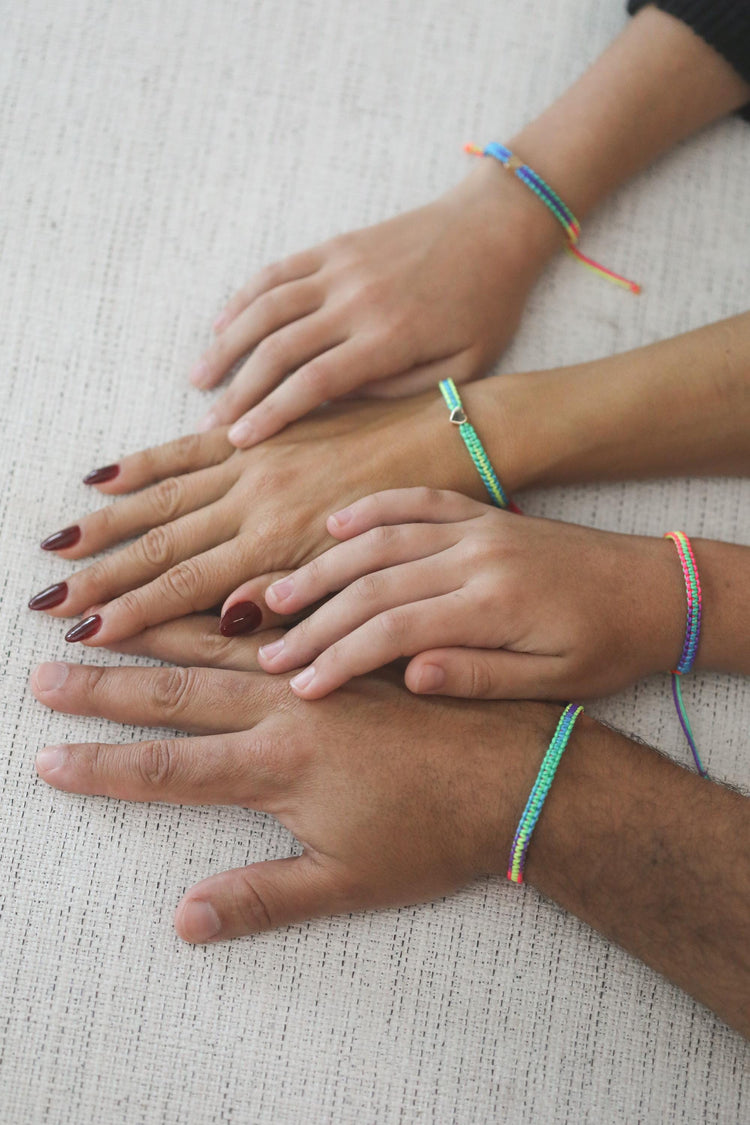Family Set Heart Rainbow Matching Bracelets, First Day of Preschool