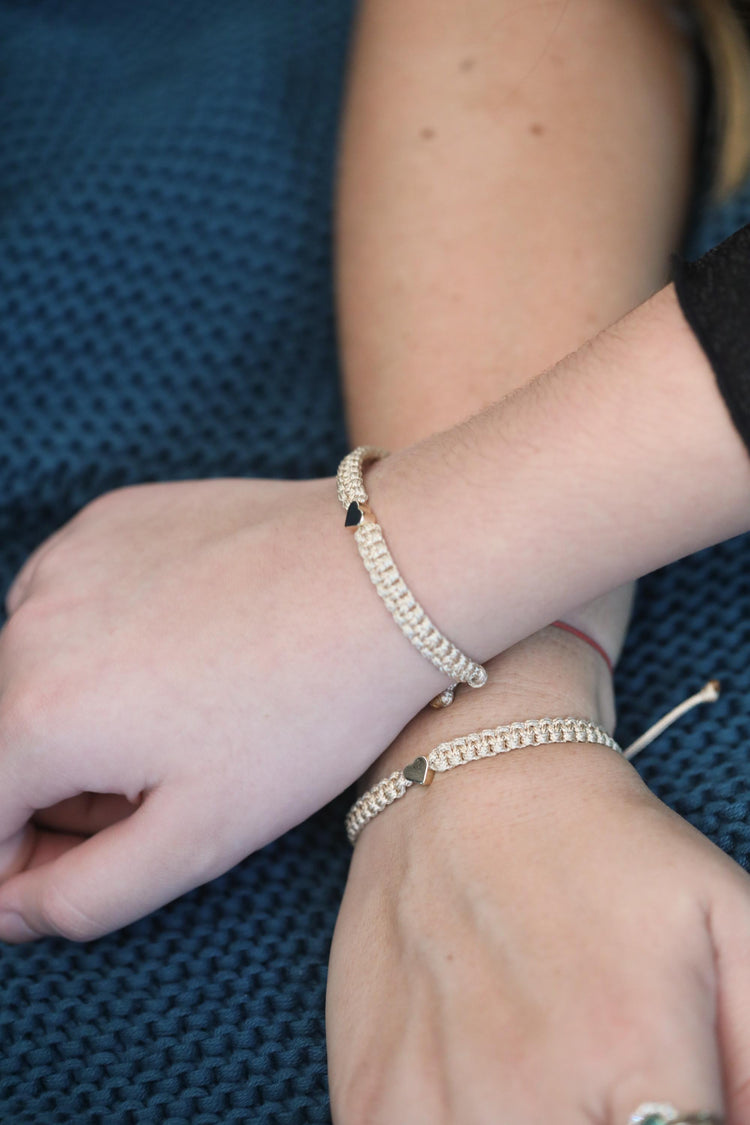 First Day Kindergarten Matching Bracelets Heart Charm Gold