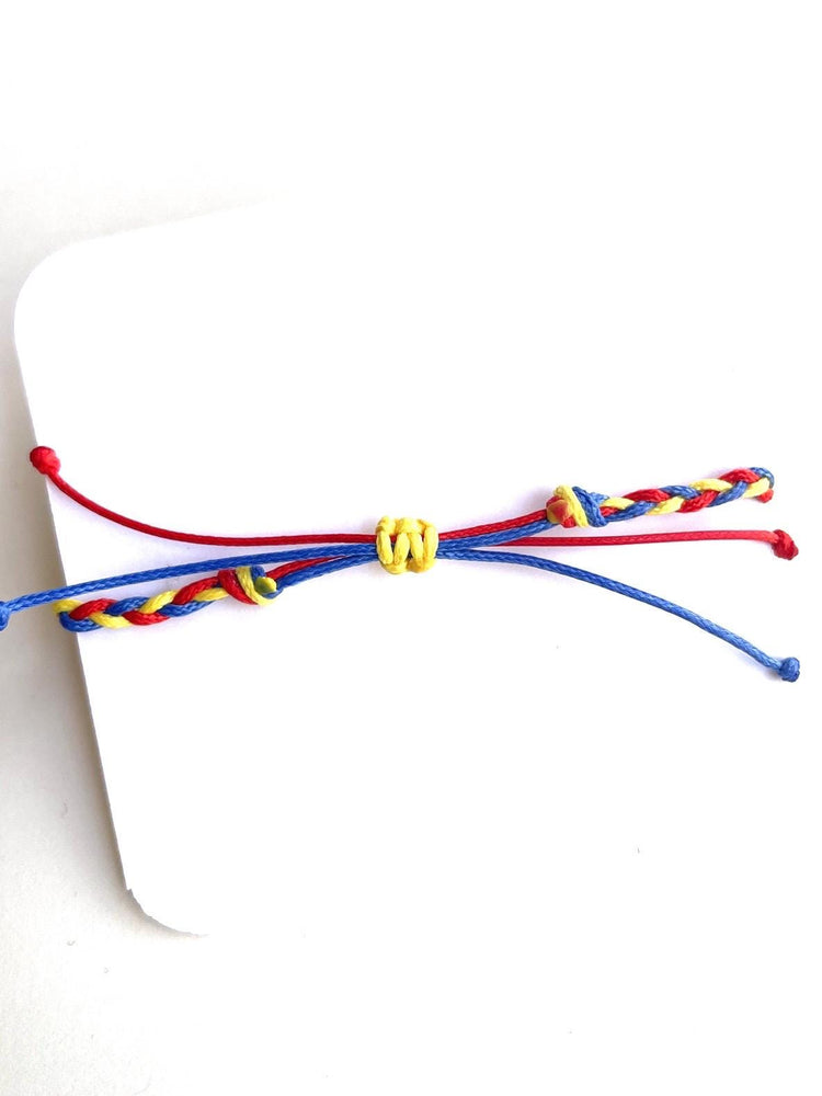 Autism Awareness Bracelet, Red Blue Yellow Braided with Gold Heart, Quote Card Gift "What Makes You Different", Handmade Support Jewelry