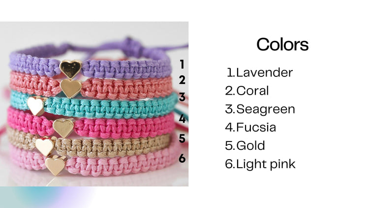First Day Kindergarten Matching Bracelets Heart Charm Pastel Colors