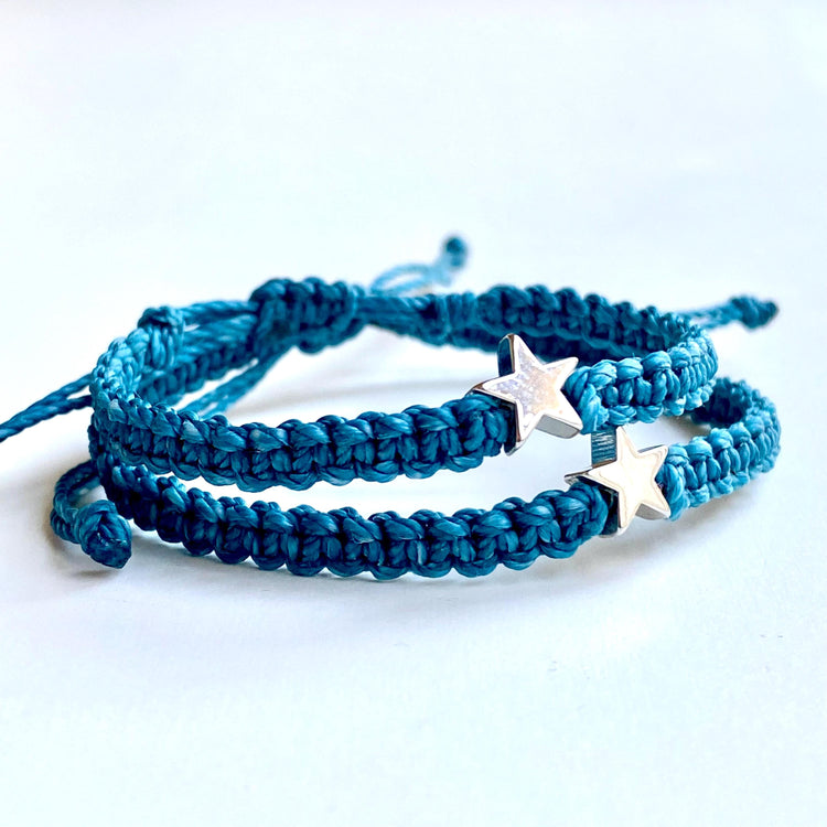 Silver Star Teal Matching Bracelets Mommy and Me First Day of School by Gifts and Knots