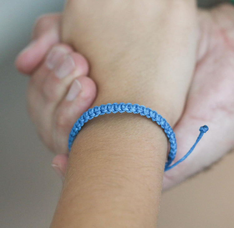 Light Blue Matching Bracelets Mother Son Macrame Braided by Gifts and Knots