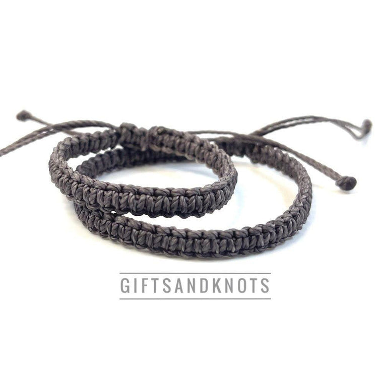 First Day of School Mommy and Me Gray Macrame Matching Bracelets