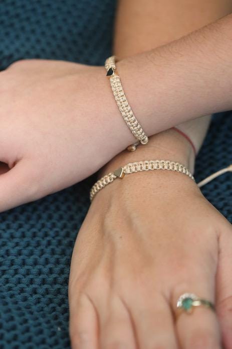 Friendship Bracelets Gold Hearts. Gold color bracelet. Braided macrame, adjustable, waterprood, children-safe bracelets.