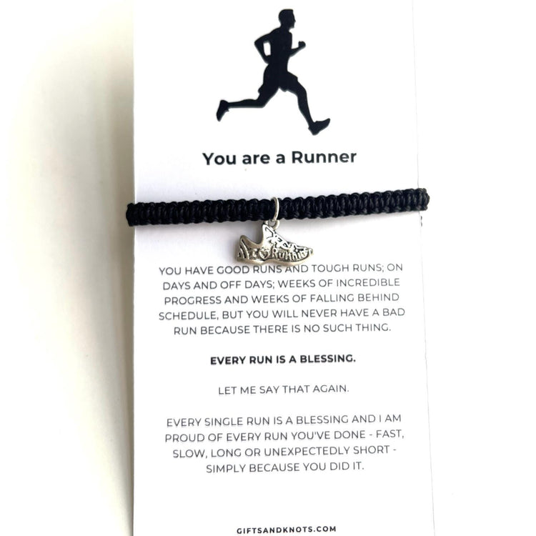 You Are a Runner Bracelet, Motivational Running Gift, Adjustable Cord Bracelet with Charm, Marathon Runner Jewelry, Race Day Encouragement