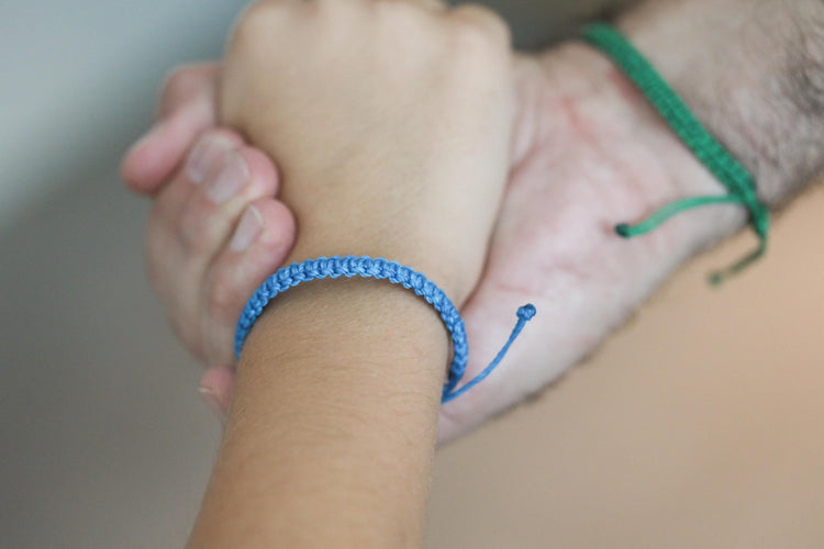 Turquoise and Green Bracelets. Adjustable, Waterproof, Children-safe. Separation anxiety, first day of school gift.