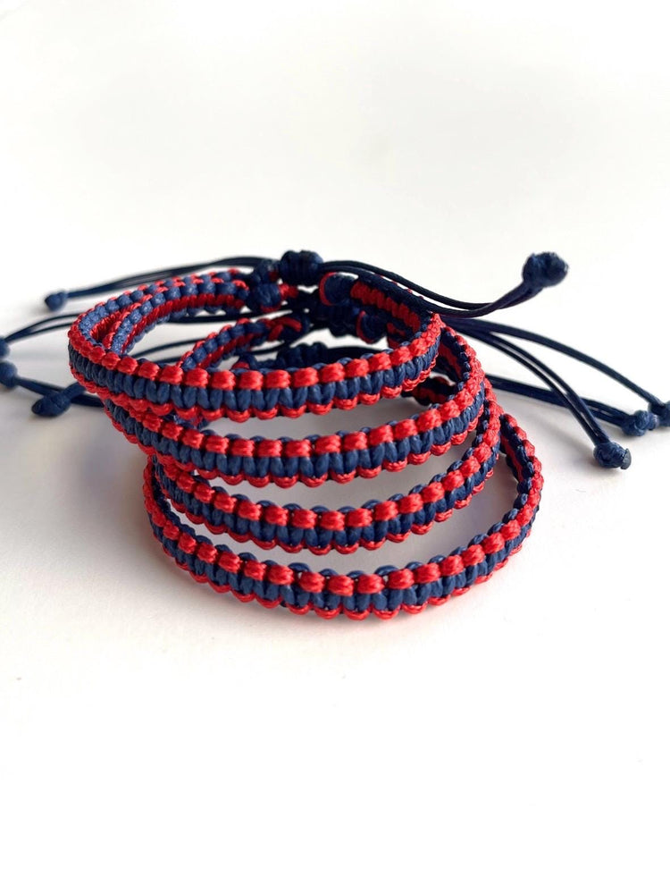 Wholesale Red and Blue Two Color Braided Adjustable Bracelets