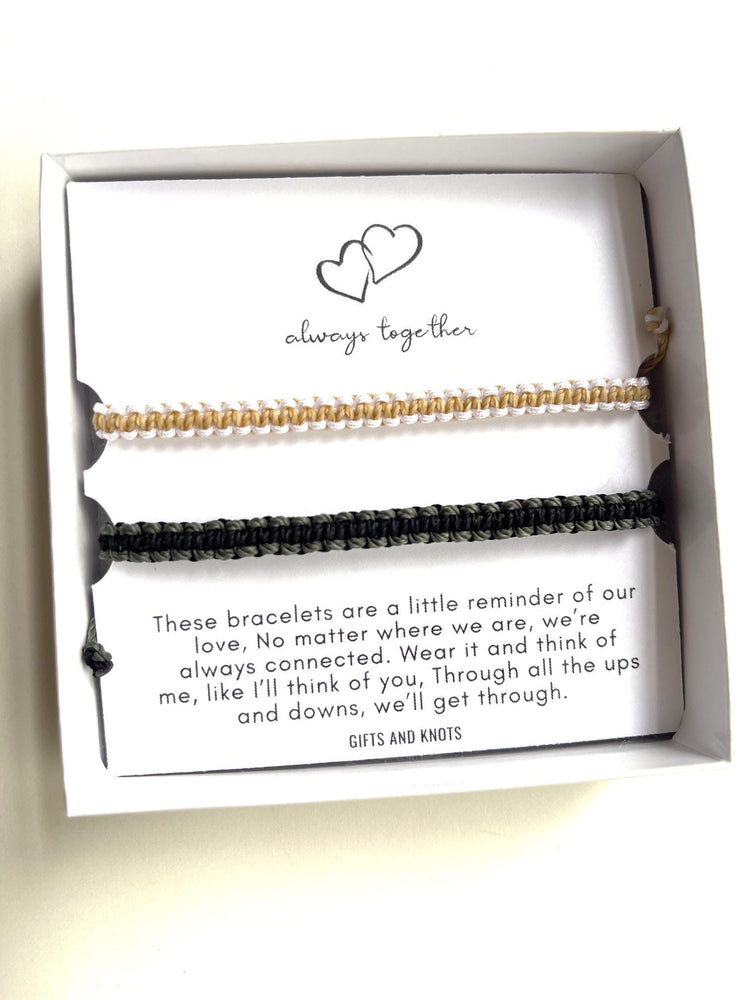 Personalized Couple Bracelets, Two Color Custom Matching Set, Handmade Love Jewelry, Unique Gift for Two, Adjustable Design Always Together