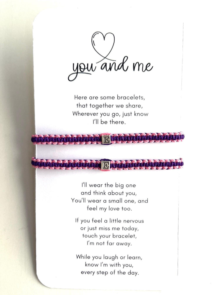 You and Me Matching Bracelets with Sterling Silver Initial, Long Distance, Mother Daughter, Couple, Best Friend Jewelry Gift