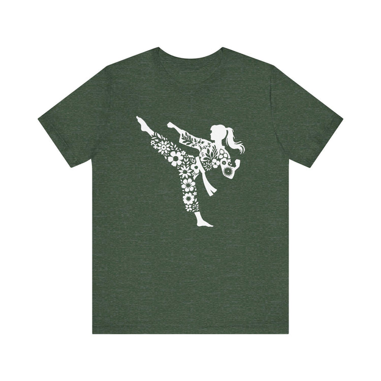 Taekwondo Tee, Floral Martial Arts Girl, Unisex Jersey Short Sleeve Tee
