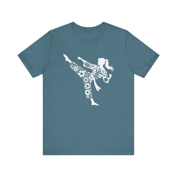 Taekwondo Tee, Floral Martial Arts Girl, Unisex Jersey Short Sleeve Tee