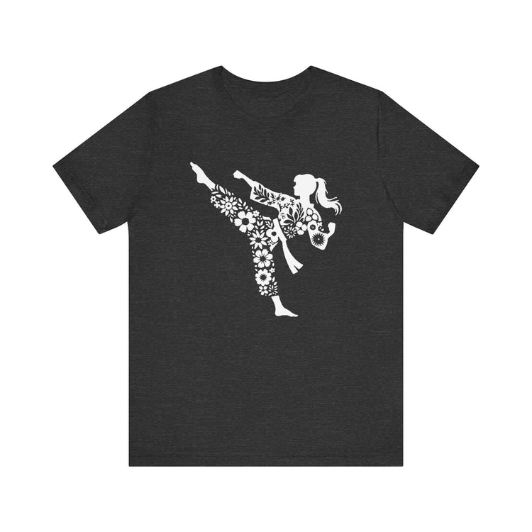 Taekwondo Tee, Floral Martial Arts Girl, Unisex Jersey Short Sleeve Tee
