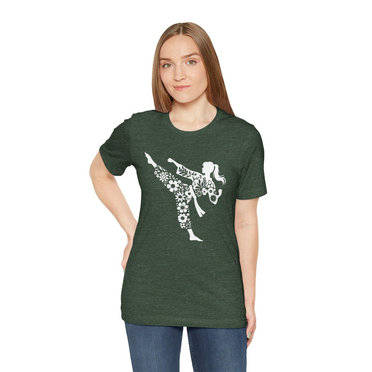 Taekwondo Tee, Floral Martial Arts Girl, Unisex Jersey Short Sleeve Tee