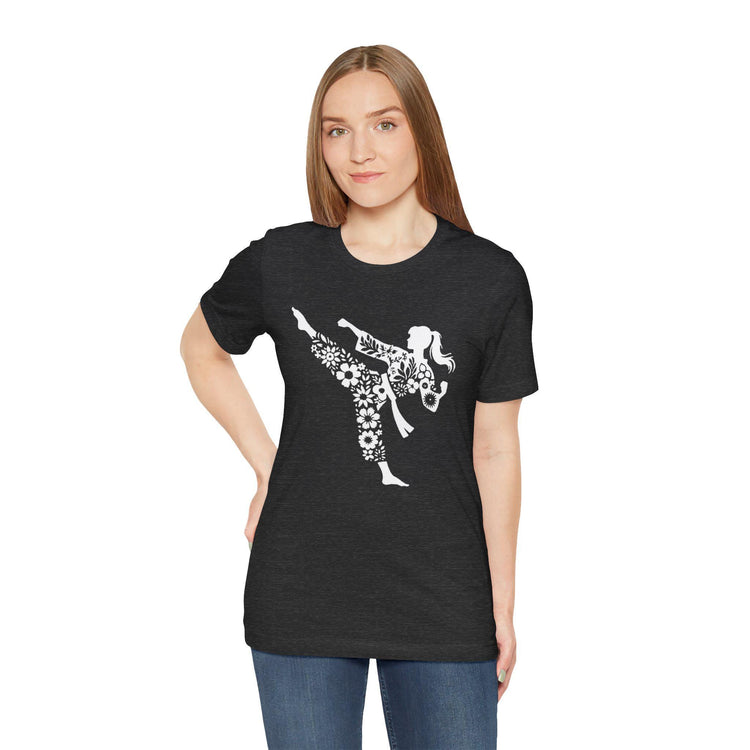 Taekwondo Tee, Floral Martial Arts Girl, Unisex Jersey Short Sleeve Tee