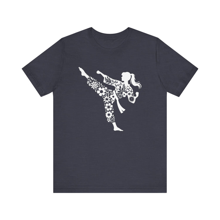 Taekwondo Tee, Floral Martial Arts Girl, Unisex Jersey Short Sleeve Tee