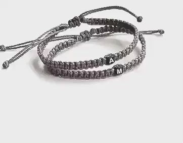 Bracelet with Initial Letter Personalized Waterproof Adjustable Gift for Men Women Handmade Macrame Braided Rope